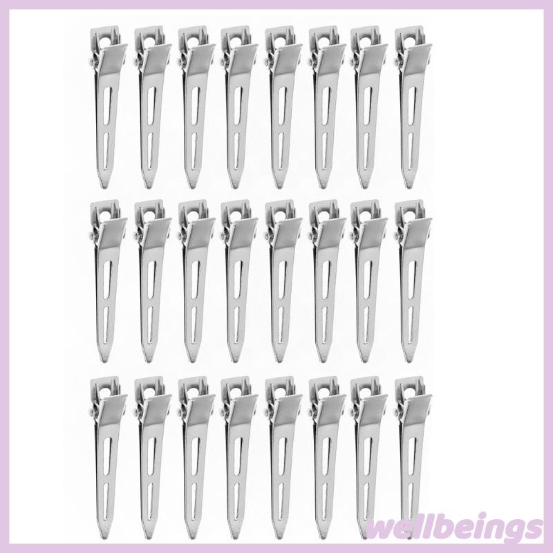 Wellb 24 Chiếc Đơn Prong Curl Mỏ Vịt Kẹp Tóc Bạc Chia Cá Sấu Kẹp Tóc