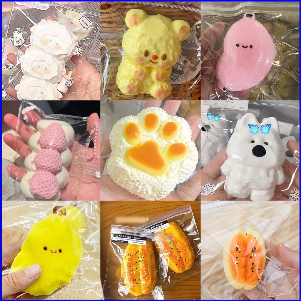 PS1 Dâu Kem Thanh Cơm Bóng Squishy Đồ Chơi Mềm Chậm Phục Hồi Căng Thẳng Fidget Đồ Chơi Quà Tặng Cho Trẻ Em SP1