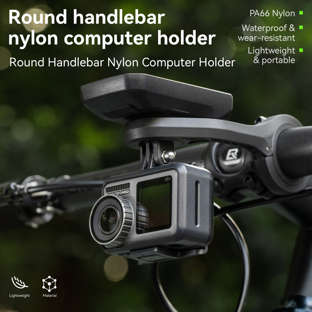 Đồng hồ bấm giờ gắn đèn Rockbros với giá đỡ Nylon tích hợp dành cho camera thể thao, tương thích với Garmin, Bryton, Wahoo