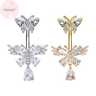 Deyangk Thời Trang Rốn Nhẫn Nữ Cô Gái Tinh Tế Zircon Pha Lê Bụng Nút Nhẫn Gợi Cảm Bụng Xuyên Cơ Thể Trang Sức Quà Tặng VN