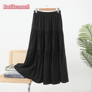 Váy lụa cotton nữ cạp cao xếp ly mỏng váy cỡ lớn mùa hè 2025 váy dài Twill