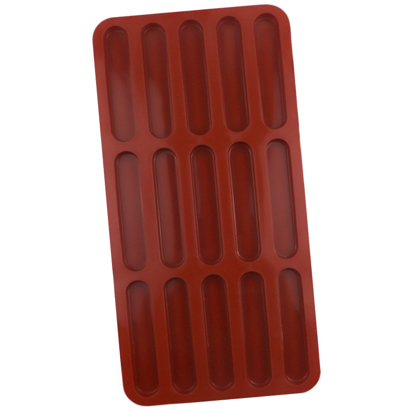 15 Khoang Dải Dài Ngón Tay Bánh Quy Khuôn Silicon Xì Gà Dương xỉ Tuyết Khuôn Tròn Dải Mousse Khuôn Làm Đá DIY Khuôn Nướng Bánh