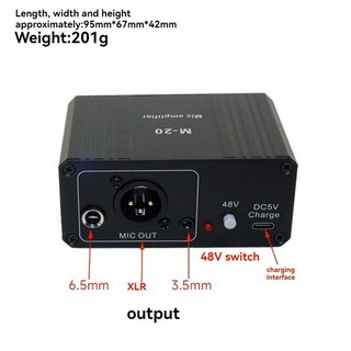 Micrô động Bộ khuếch đại Mic ngưng tụ Âm thanh M-20 48V Phantom Sạc điện màu đen cho loa Card âm thanh trực tiếp