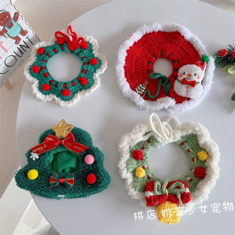 Thú Cưng Giáng Sinh Nai Sừng Tấm Trang Trí Cổ Mèo Khăn Cho Chó Mũ