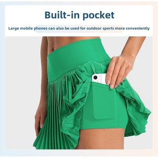 Lulemon Co Giãn Thời Trang Xếp Ly Váy Hai Lớp Chống chói Thể Thao Ba Điểm Hakama