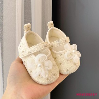 Mg-baby Girl Pearls Hoa Đế Mềm Chống Trơn Trượt Dễ Thương Mary Jane Giày Đi Bộ Giày Cho Bé Sơ Sinh Tập Đi