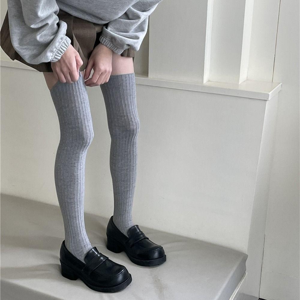 Tất dài bó sát bằng cotton nguyên chất YMIFI, giữ ấm chân mùa thu đông