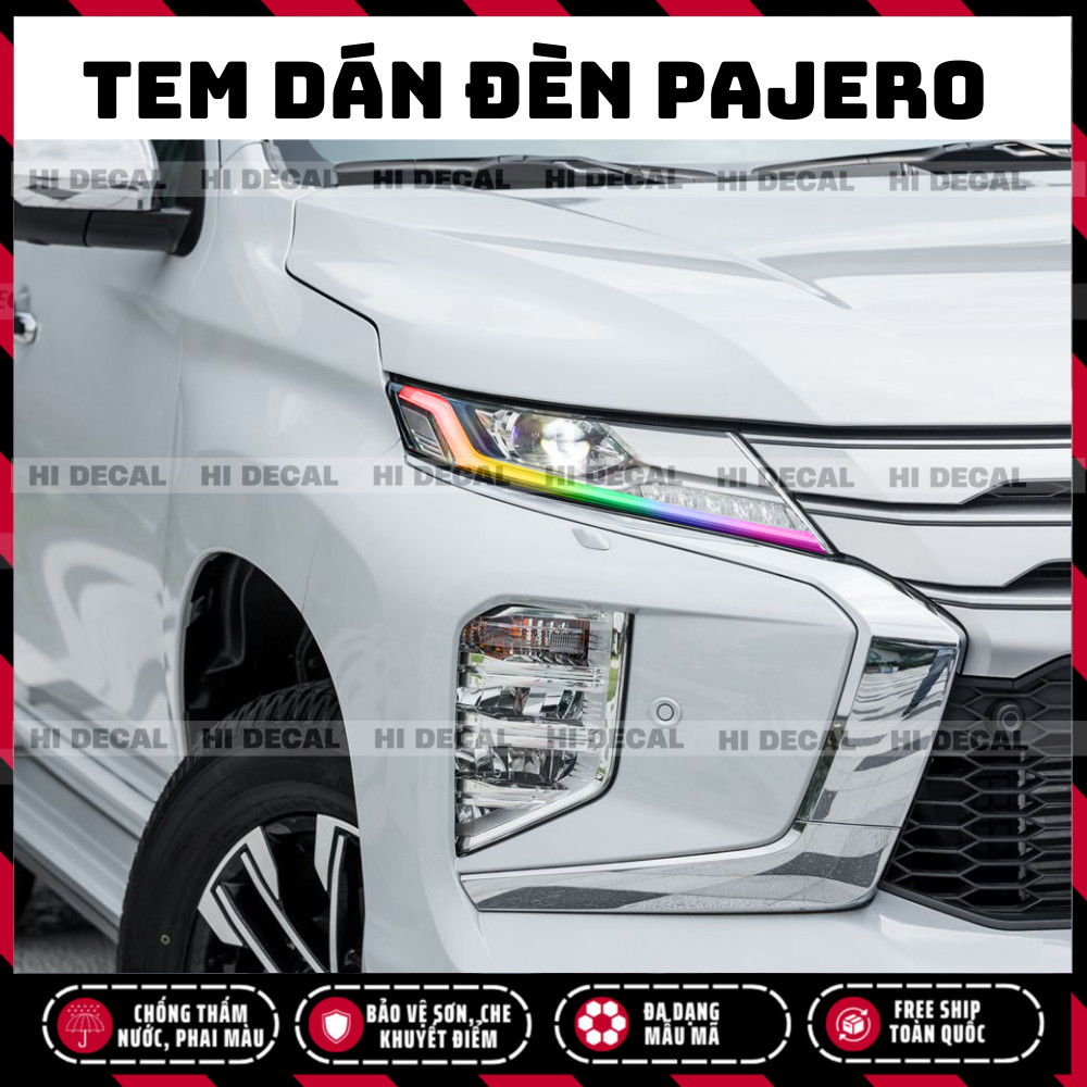 Tem dán đèn Pajero, decal trang trí đèn Pajero chống nước bền màu