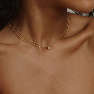 Vòng Cổ Nữ Kim Cương Giả Zircon Đôi Vòng Cổ Sóng Nước Dây Xích Xương Đòn Dây Xích Thời Trang Phương Tây Phù Hợp Với Thiết Kế Đơn Giản Năm Mới Trang Sức Nơi Làm Việc Kim Cương