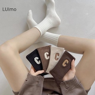 Luimo 1 Đôi Tất Ấm Áp Mùa Đông Cotton Vớ Màu Trơn Chữ Tất Vớ Nữ Hàng Dệt Kim Mùa Đông Tất SBS