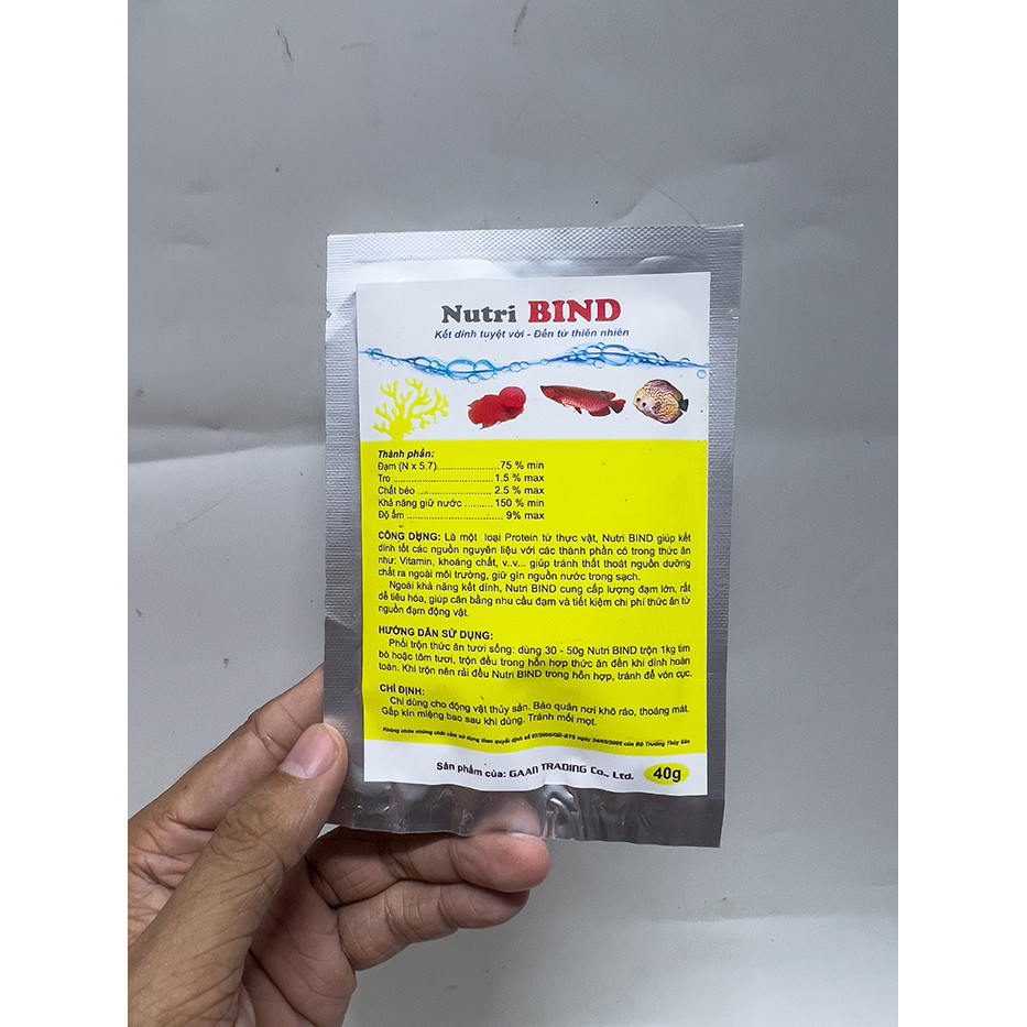 Nutri Bind Kết Dính Tự Nhiên Trộn Tôm, Tim Bò Thức Ăn Cho Cá Cảnh (Gói 40gram)