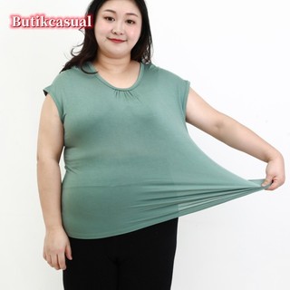 Áo thun nữ modal cotton trơn dáng rộng Áo sơ mi nữ không tay béo mm Áo thun tay ngắn Áo sơ mi trung niên Plus Size Áo thun thường ngày