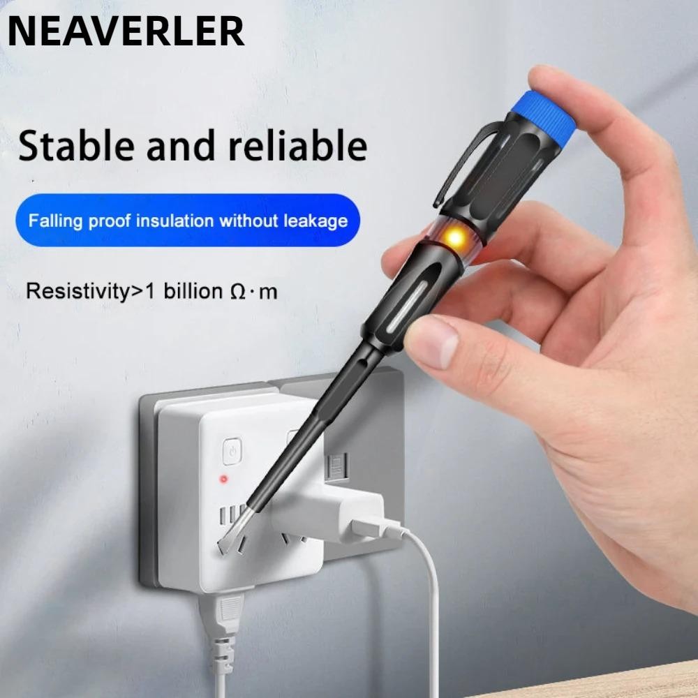 Bút kiểm tra điện áp thông minh NEAVERLER, máy đo cảm ứng không tiếp xúc, bút chì thợ điện, có kẹp