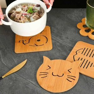 Miếng Lót Nồi Cách Nhiệt Gỗ Ép Hình Ngộ Nghĩnh bằng gỗ nhiều hình cute, lót nồi kích thước 15*15cm SUNND