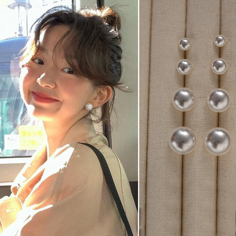 【 Yunyuan 】 4 Kích Cỡ Bông Tai Bun Hấp Cổ Điển Pháp Cao Cấp Cho Nữ, Bông Tai Tròn Phẳng Thiết Kế Ngọt Ngào