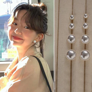 【 Yunyuan 】 4 Kích Cỡ Bông Tai Bun Hấp Cổ Điển Pháp Cao Cấp Cho Nữ, Bông Tai Tròn Phẳng Thiết Kế Ngọt Ngào