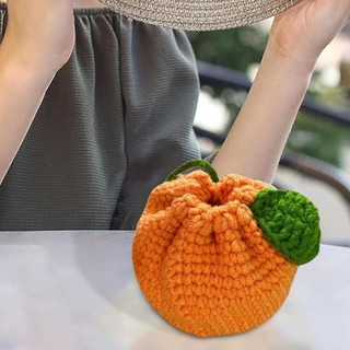 Túi đan len thủ công Ví đựng tiền xu Móc màu cam Túi trẻ em Móc ví cho tai nghe Tai nghe nhét tai antirtvn