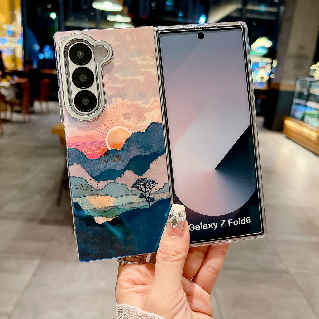 Dành Cho Samsung Galaxy Z Fold6 Sang Trọng IMD Thiết Kế Độc Đáo Gấp Vỏ Bảo Vệ Cho Galaxy Z Fold 3 4 5 6 5G Họa Tiết Thời Trang Ốp Điện Thoại Chống Sốc Trong Suốt