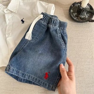 Quần short mùa hè mới cho bé trai và bé gái, quần short mỏng năm điểm thoáng khí cho trẻ em, quần short denim hoạt hình cho bé