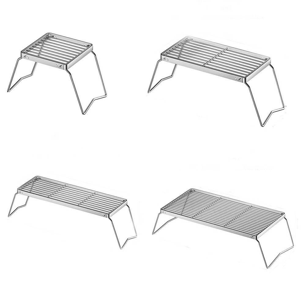 Giá nướng cắm trại có thể gập lại SENRTY, Giá đỡ bếp BBQ có thể gập lại chịu nhiệt, Giá đỡ lò nướng chống ăn mòn gấp bằng thép không gỉ di động cho ba lô dã ngoại