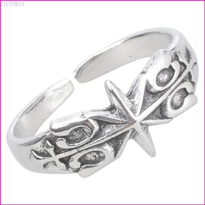 VIC Handmade Vintage Hexagram Nhẫn Mạ Bạc Kim Loại Nhẫn Ngón Tay Phụ Kiện Văn Hóa Huyền Bí Trang Sức Cho Thời Trang Trung Hoa