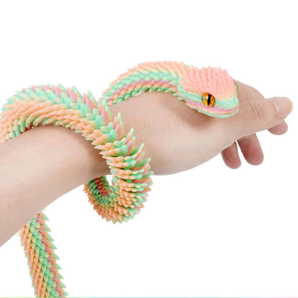 3D In Hình Rắn Khớp Nối Bush Viper Đồ Chơi-Dragon Rắn Tích Hợp Khớp Di Động Tượng Trang Trí Nhà Cửa Quà Tặng Trẻ Em Kích Thước 30CM