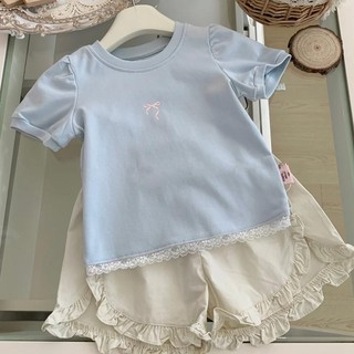Áo thun ngắn tay cotton mới cho trẻ em mùa hè, áo sọc hoa dễ thương cho bé gái