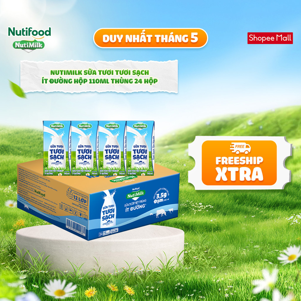 Ảnh NutiMilk Sữa Tươi Tươi Sạch Hộp 110ml Thùng 24 Hộp (110ml x 24 hộp) 1