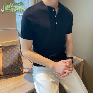 Áo thun nam tay ngắn dệt kim cổ điển Ý mùa hè sang trọng dành cho nam