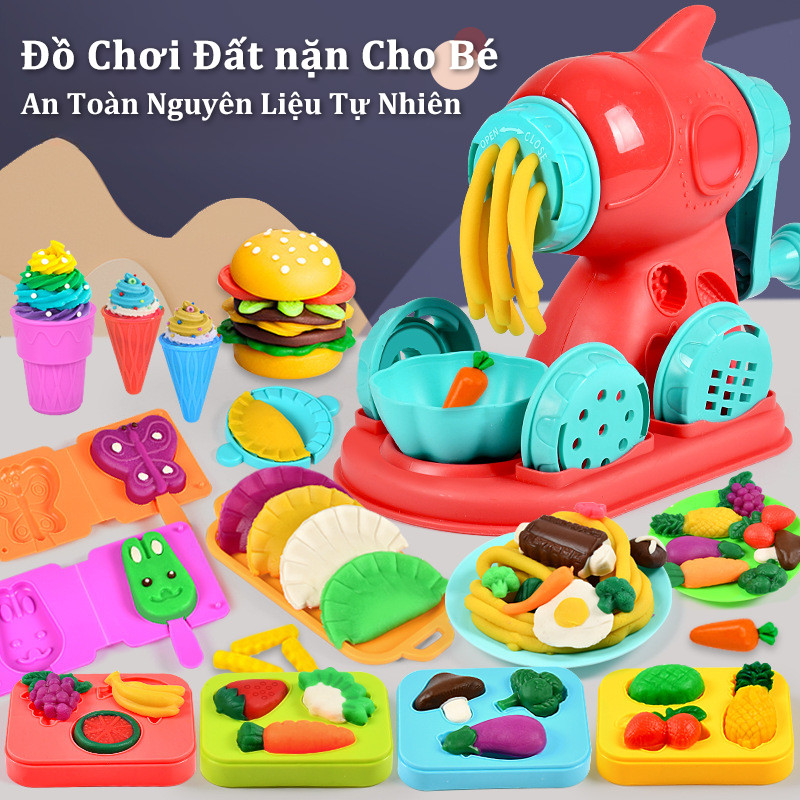 【SKISOPGO】Bộ Đồ Chơi Đất Nặn Máy Làm Kem,Máy Làm Kem Kèm Đất nặn Dụng Cụ Và Khuôn Cho Bé An Toàn Nguyên Liệu Tự Nhiên
