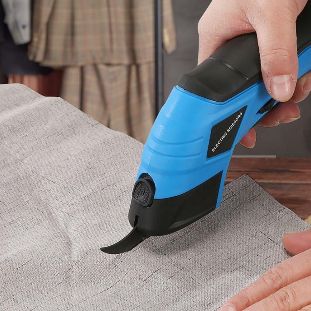 Kéo cắt điện CAST, Kéo điện không dây cầm tay bằng hợp kim kẽm, Cắt vải may màu xanh