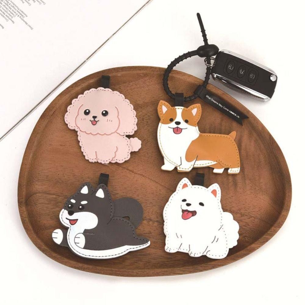 Móc khóa chó con HOBBYIN, Pinch dễ thương được gọi là Bibi Puppy Puppy Puppy Mặt dây chuyền, Âm thanh sáng tạo Da PU Corgi Túi Mặt dây chuyền Người lớn Trẻ em