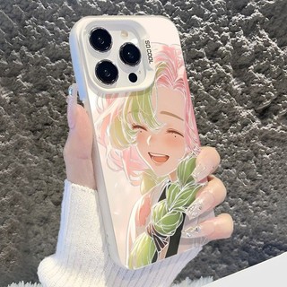 Ốp Điện Thoại Cho iPhone 16E 15 16 Plus Pro X XR XS Max Ốp Lưng Anime Demon Slayer IMD Frosted 2 Trong 1 Glow Matte Sang Trọng Cứng