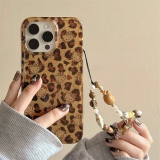 Phim Hoạt Hình Dễ Thương Báo Nâu Hello Kitty Mèo Đính Hạt Dây Xích Ốp Lưng Điện Thoại iPhone 17Promax 16 Promax 13 14 15 Pro Max Hai Lớp IMD Ngọt Ngào Nữ Tính Vỏ Di Động