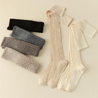 Tất RISEDOT cotton cổ điển màu trơn, giữ ấm và co giãn tốt, phù hợp đến đầu gối dành cho nữ