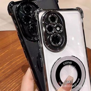 Ốp có giá đỡ nam châm sang trọng Ốp bảo vệ ống kính máy ảnh Honor 200 200 Pro Chống Sốc Tương thích với vỏ điện thoại sạc không dây