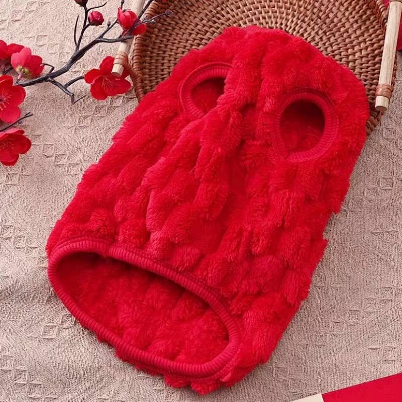 【Ready Stock】 Cat Chinese New Year Clothes Red Festive Muppet Blue Cat Gold Gradually Layer Autumn and Winter Warm Fluffy Jacket Pet Dog New Year Dress IWXX