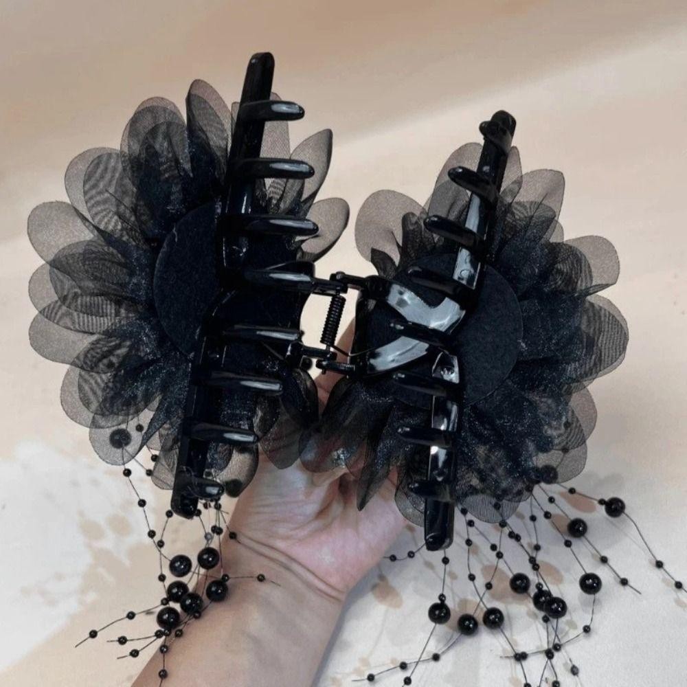 ESSENCEH Nắm Kẹp, Vuốt Tóc Nhựa Kim Sa Lấp Lánh, Tua Rua Thời Trang Hoa Mẫu Đơn Hoa Hairgrips Nữ