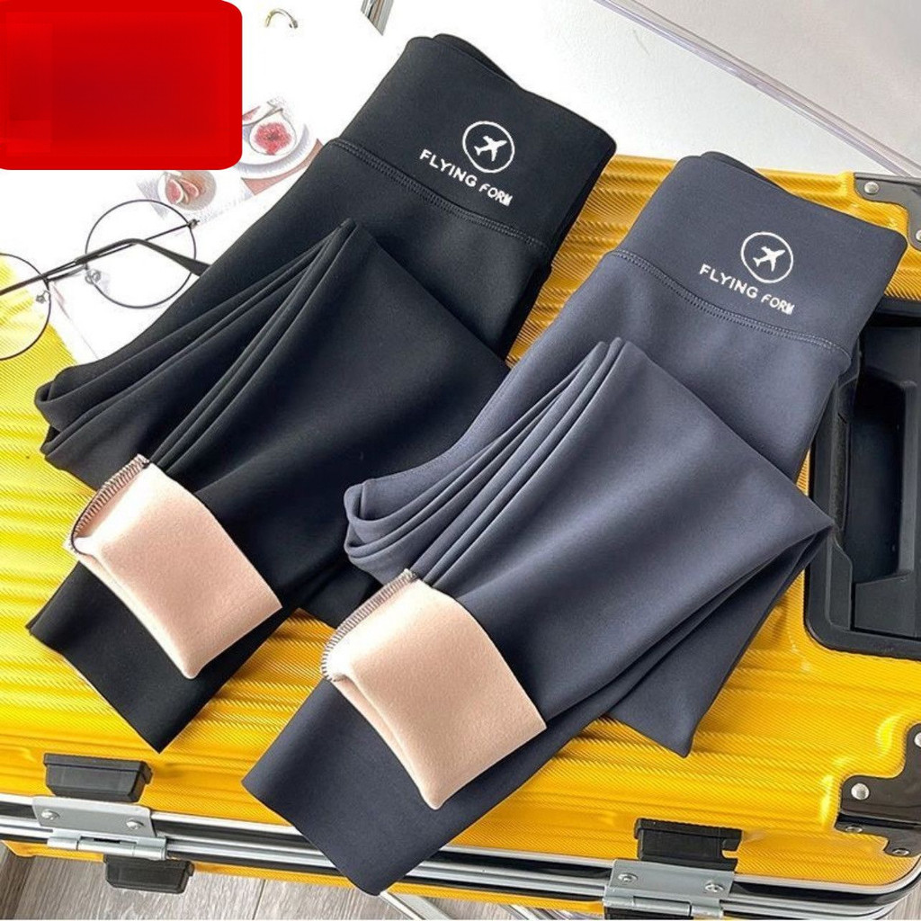 Quần thể thao lót nhung quần giữ ấm Lông Cừu Nữ Thu Đông cạp cao Thu Đông Quần Yoga lót nhung