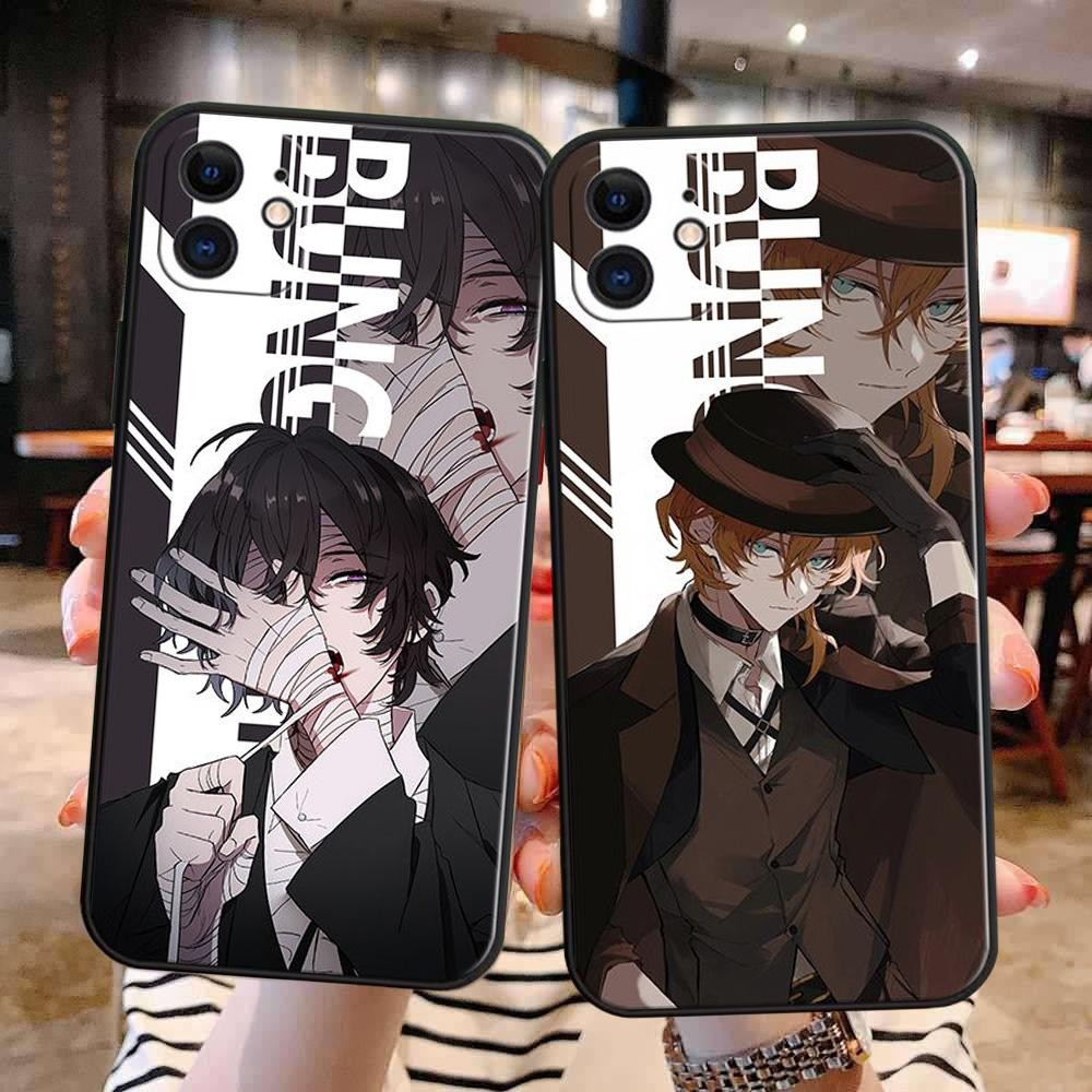 Vỏ Cho Iphone 16 Pro Max 11 12 13 14 15 Pro Max XR X XS 7 8 Plus Ốp Lưng Anime Nhật Bản Bungo Đi Lạc Chó Camera Vuông Bảo Vệ In Mềm Mờ Silicon
