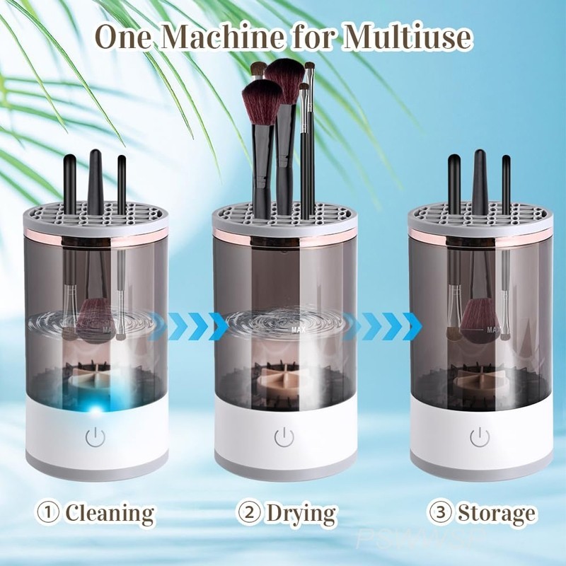[Cổ phiếu địa phương] Máy làm sạch cọ trang điểm bằng điện tự động 3 trong 1 Bàn chải trang điểm Giá phơi Bàn chải Giá đỡ Dụng cụ đứng Máy làm sạch cọ trang điểm tự động