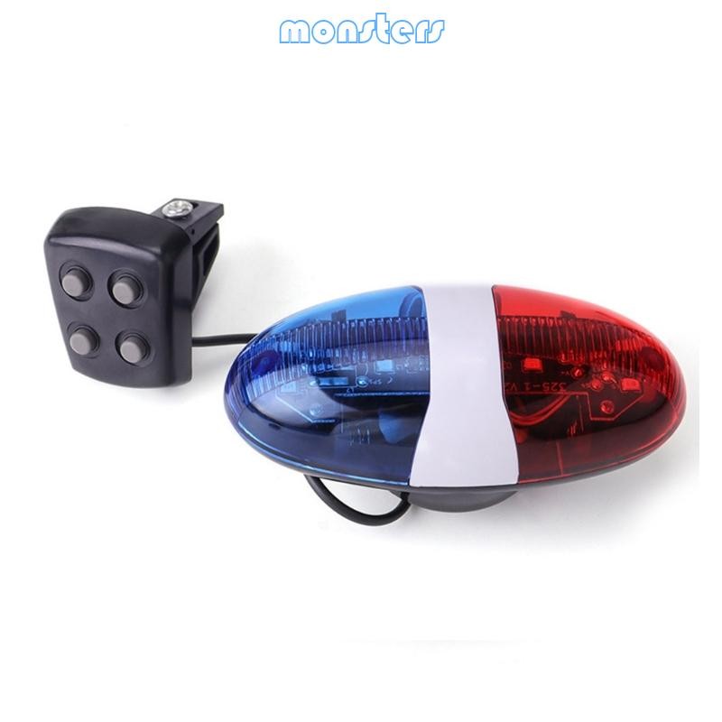 Mon LED Cảnh Báo Xe Đạp Cảnh Sát Ánh Sáng Sừng Điện Còi Còi Cho Trẻ Em Xe Đạp Xe Tay Ga