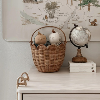 Mandyhome Bắc Âu Mây Tulip Hình Hoa Giỏ Chứa Đồ Trẻ Em Ngoài Trời Di Động Giỏ Dã Ngoại Giỏ Đựng Đồ Dệt Tay