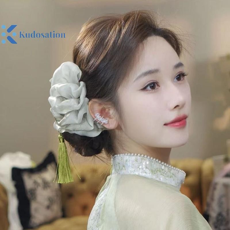 Kudosation Mới Phong Cách Trung Hoa Lưới Nơ Cho Nữ Mô Phỏng Tóc Giả Bện Ở Mặt Sau Của Kẹp Mũ