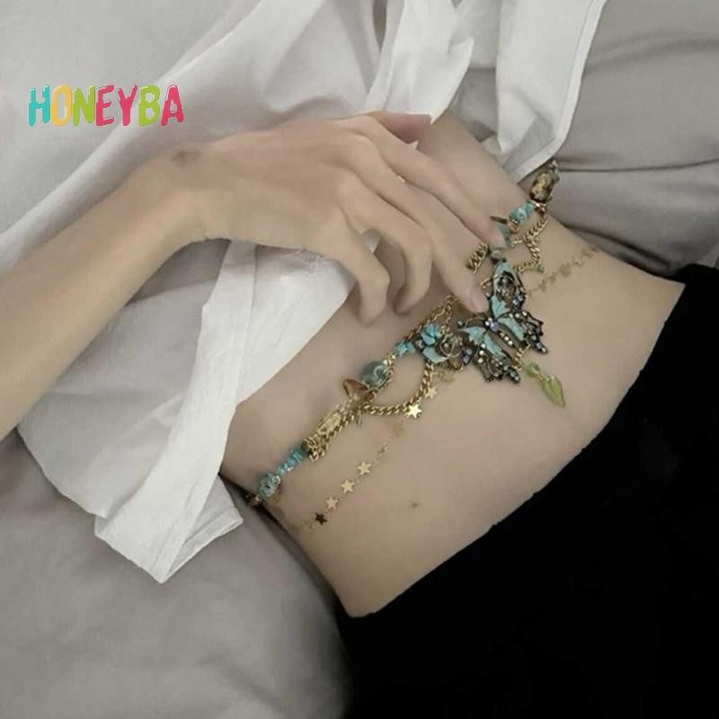 < Honeyba > Mặt dây chuyền Dainty Multiayer Vòng cổ dây chuyền cơ thể thanh lịch Quà tặng trang sức dự tiệc