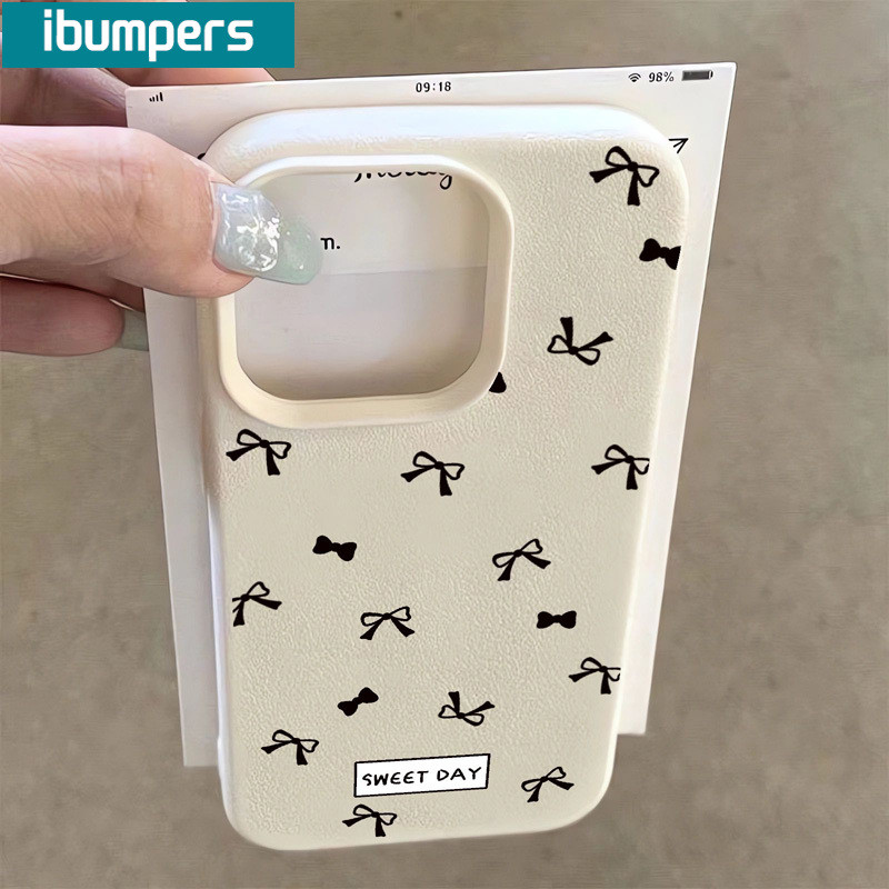 ibumpers Ốp Lưng IPhone Nơ Đơn Giản Cho IPhone 16 15 14 12 13 11 Pro Max IP 7 8 Plus X XS XR Ốp Điện Thoại Mỏng Silicon Mềm Da Họa Tiết