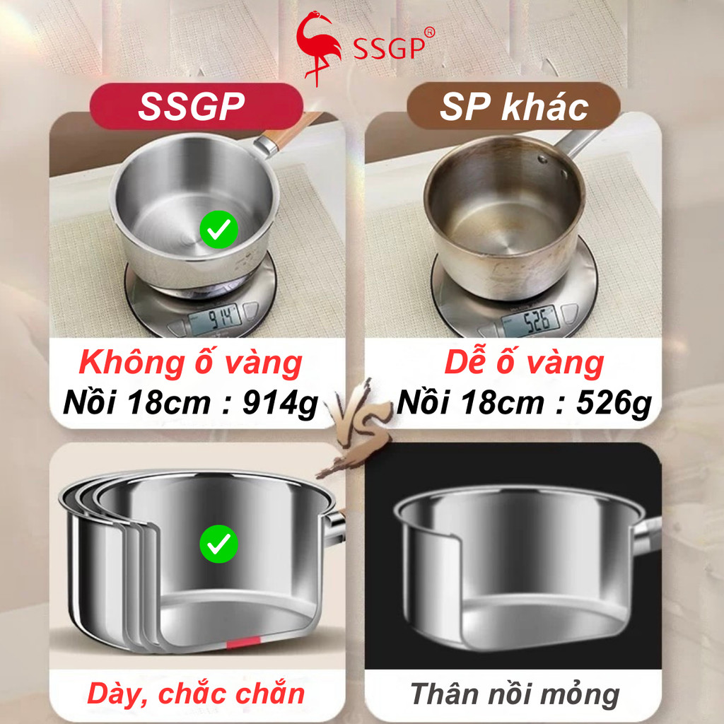 Quánh inox 316L Berlin Classic SSGP  nấu cháo, nấu bột, trẻ em , nấu mì hàng chính hãng
