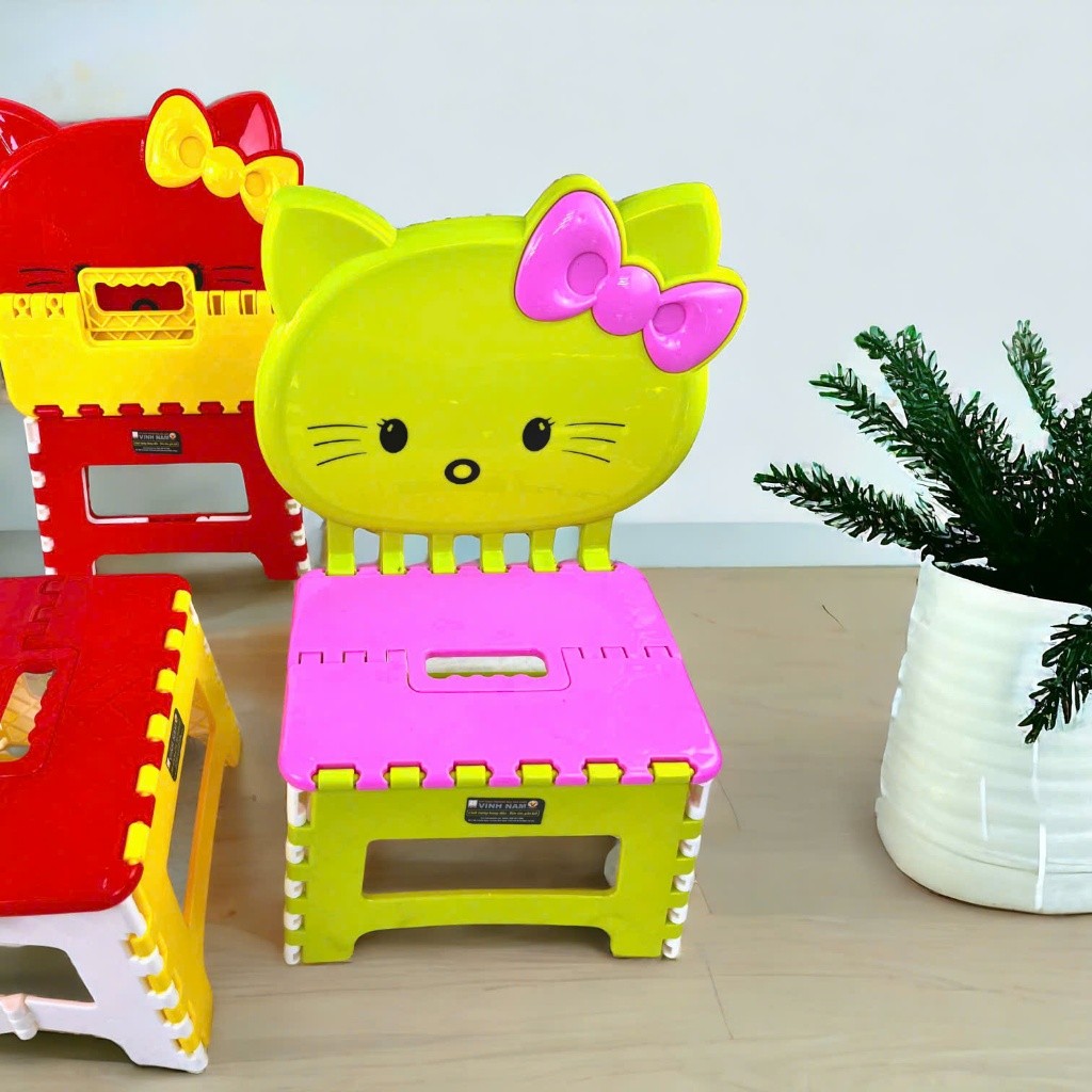 Ghế Dựa Xếp Hello Kitty Dễ Thương Vinh Nam Plastic Ghế Xếp Trẻ Em Size 30x24x49cm Mã 022