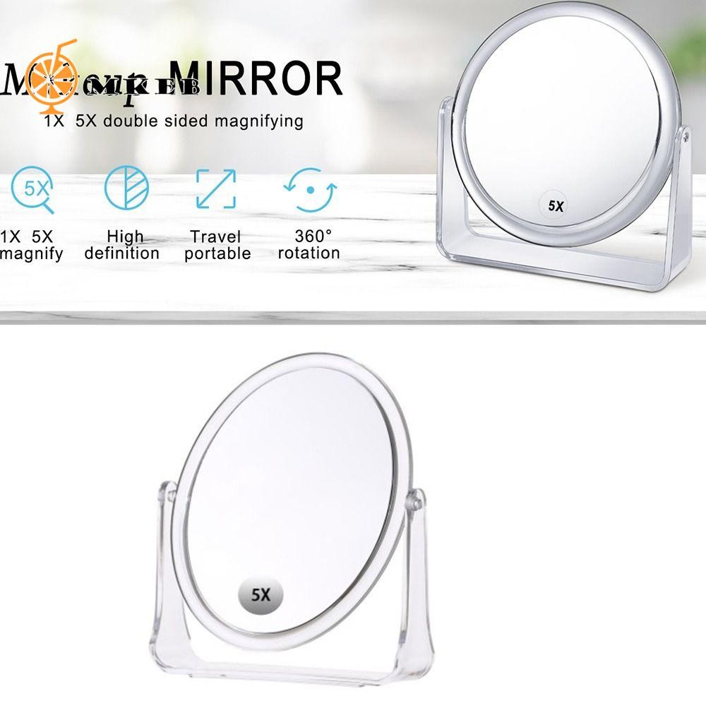 Gương phóng đại MKEB 5x, Gương mỹ phẩm để bàn hai mặt vuông tròn, Creative 360° Xoay trong suốt có bàn đứng Gương trang điểm phòng tắm | BigBuy360 - bigbuy360.vn