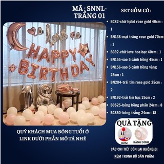 Set trang trí sinh nhật người lớn kiểu hàng quốc màu trắng đen SNNL-TRẮNG 01
